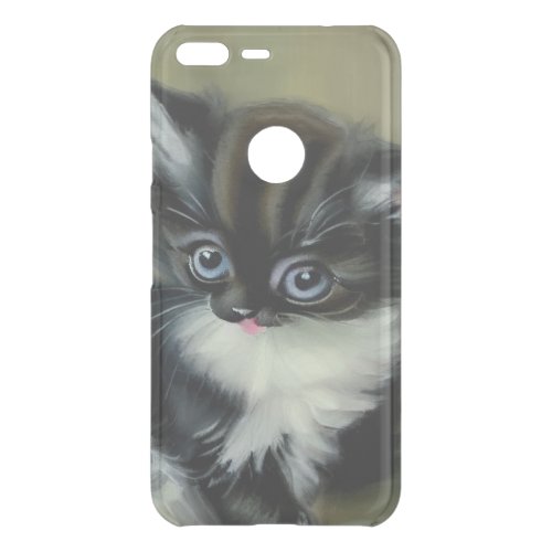 Vintage Black and White Kitten Tongue Sticking Out Uncommon Google Pixel XL Case