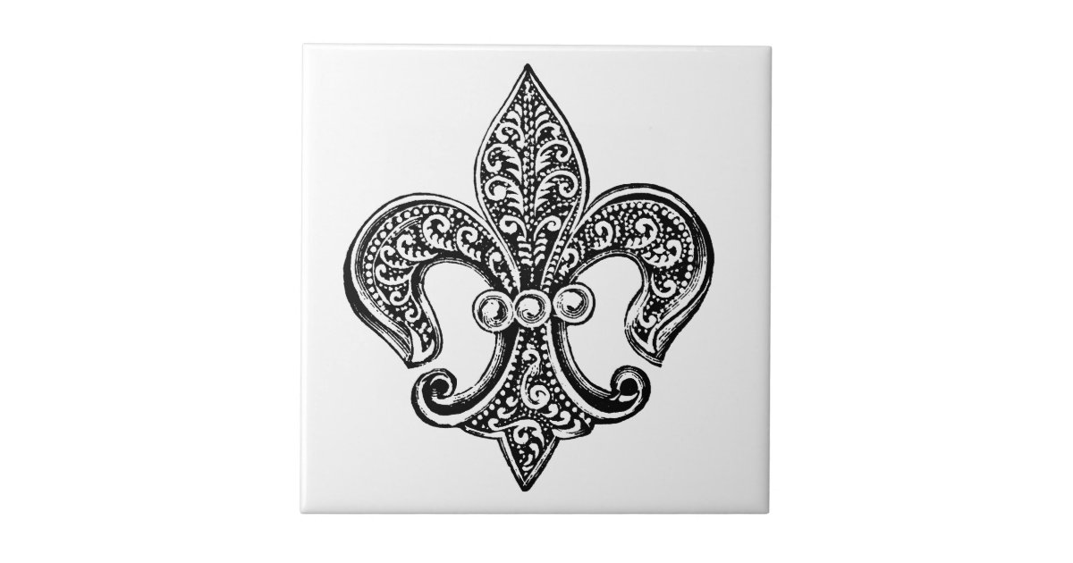 Black Fleur de Lis Mosaic Art