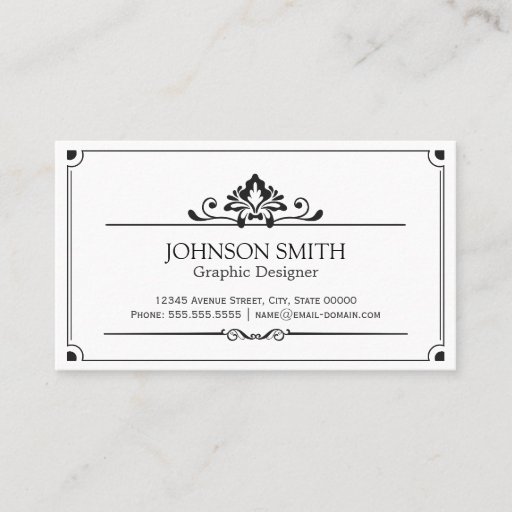 Customizable Vintage Black and White Minimal Concise Business Cards