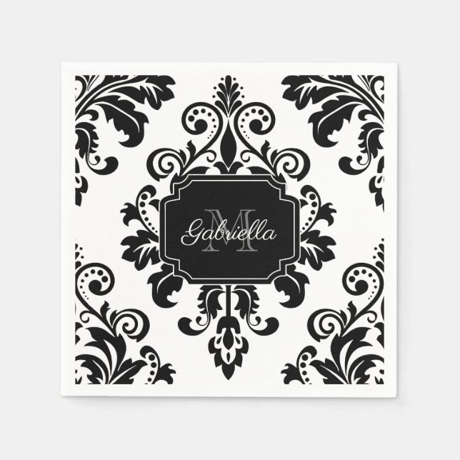Vintage Black and White Napkins (Front)