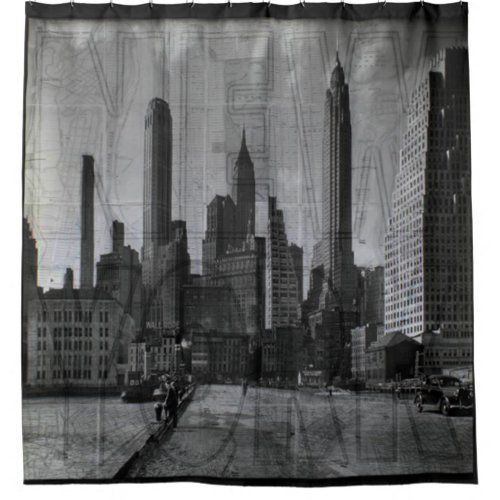 Vintage Black and White New York City Shower Curtain