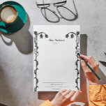 Vintage Black and White Nouveau Floral Wildflower Letterhead<br><div class="desc">Personalisable Letterhead in a Vintage Black and White Nouveau Wildflower Floral design. Clean and minimalistic.</div>