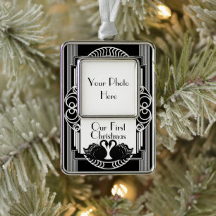 Vintage Black and White Parisian Art Deco Christmas Ornament