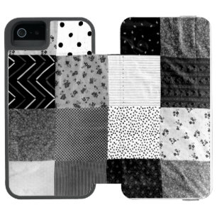 vintage black and white patchwork squares  iPhone SE/5/5s wallet case