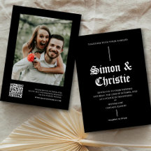 Vintage Black And White Photo QR Code Wedding
