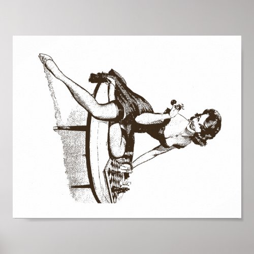 Vintage Black and White Pin Up Girl Playing Chess Poster