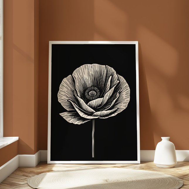 Vintage Black and White Poppy Flower Art Poster (Creator Uploaded)