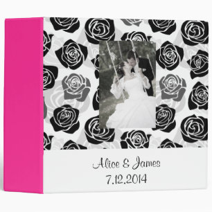 Vintage black and white roses Wedding Binder