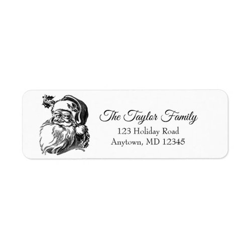 Vintage Black and White Santa Claus Return Address Label