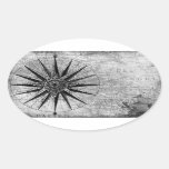 Vintage black and white sea map decals DIY &amp; craft Oval Sticker