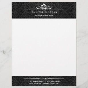 Vintage Black and White Shadow of Damask Decor Letterhead