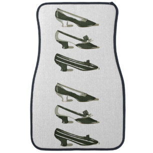 Vintage Black and White Shoes Car Floor Mat