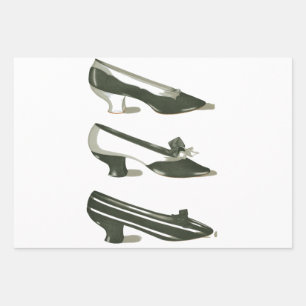 Vintage Black and White Shoes Wrapping Paper Sheets