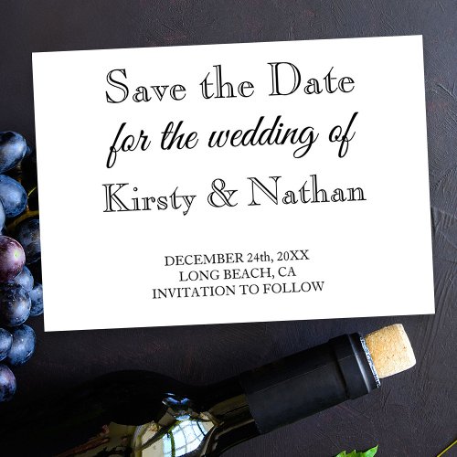 Vintage Black and White Typography Wedding Save The Date
