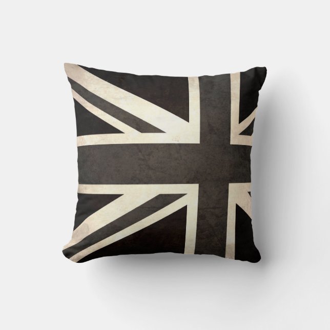 Vintage Black and White Union Jack cushion  (Front)