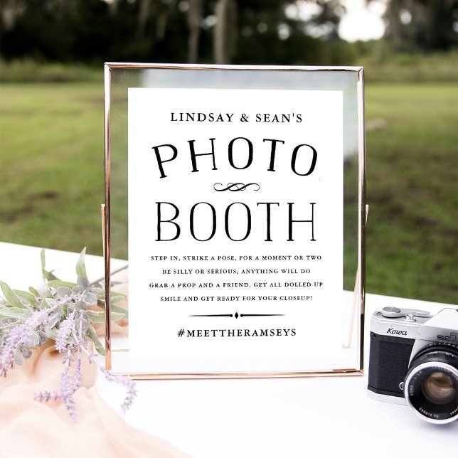 Vintage Black and White Wedding Photo Booth Poster (Creator Uploaded)