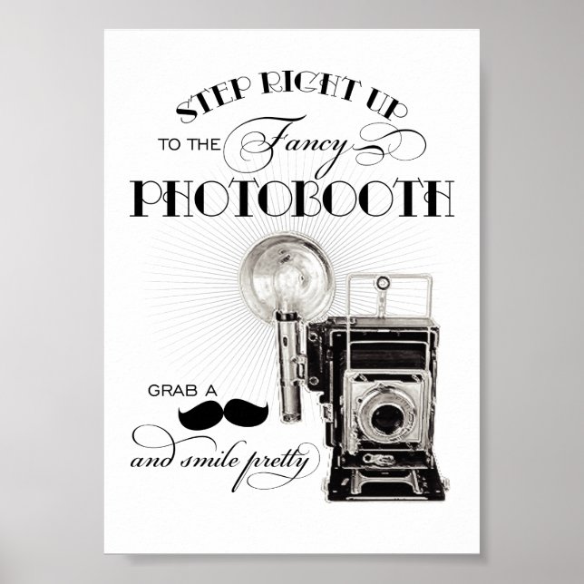 Vintage Black and White Wedding Photobooth Poster (Front)