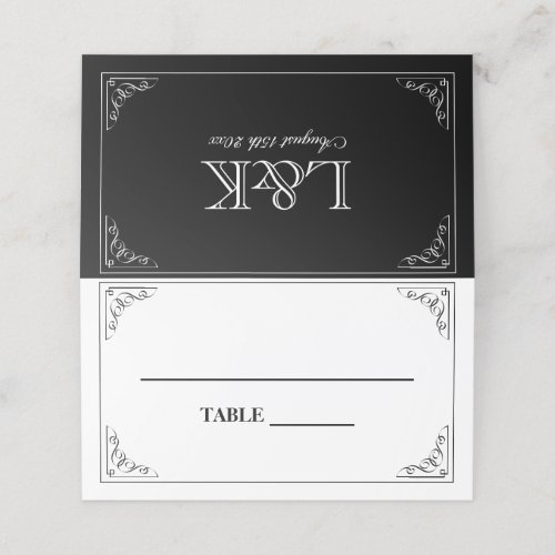 Vintage black and white wedding table place cards