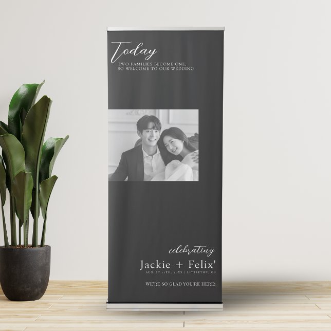 Vintage Black and White Wedding Welcome  Retractable Banner (Creator Uploaded)