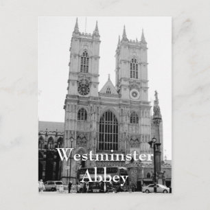 Vintage black and white Westminster Abbey postcard