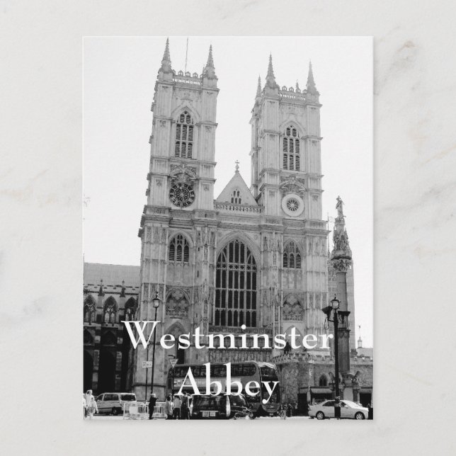 Vintage black and white Westminster Abbey postcard (Front)