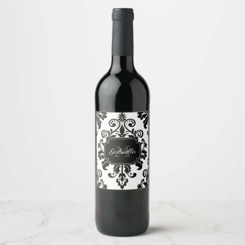 Vintage Black and White Wine Label