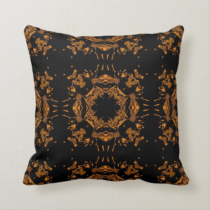 Vintage Black And Yellow Copper Floral Seamless Throw Pillow Zazzle Com