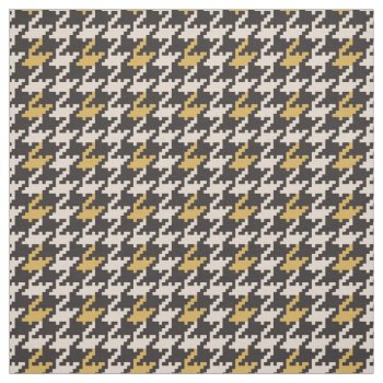 Vintage Black And Yellow Houndstooth Plaid Pattern Fabric by TintAndBeyond at Zazzle