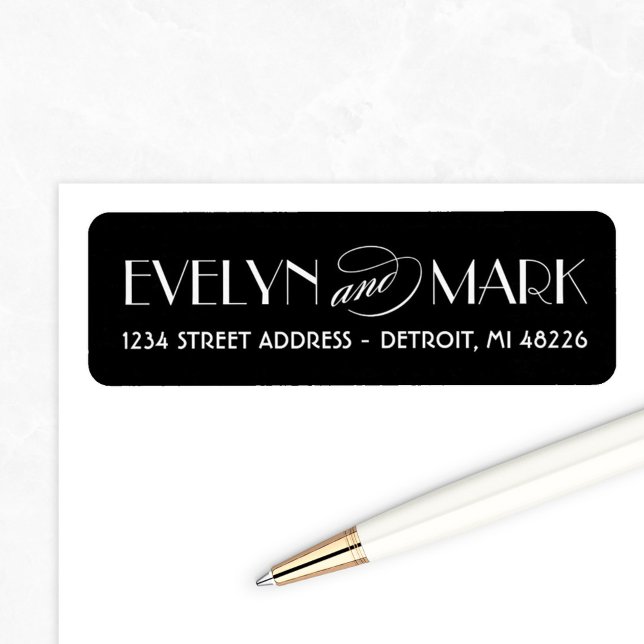 Vintage Black Art Deco Monogram Wedding Label (Creator Uploaded)