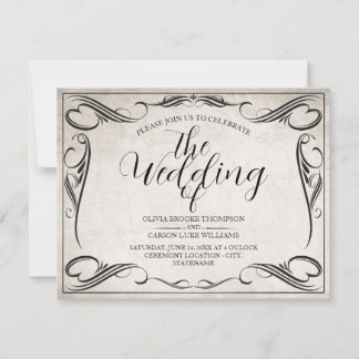 Vintage Black Art Deco Wedding Announcement