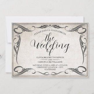 Vintage Black Art Deco Wedding Announcement