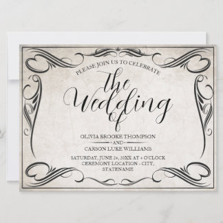Vintage Black Art Deco Wedding Announcement