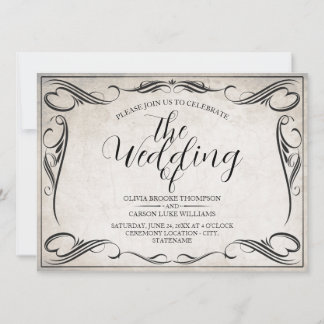 Vintage Black Art Deco Wedding Announcement