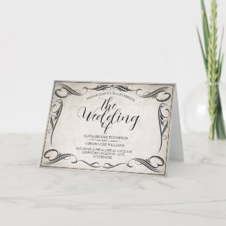Vintage Black Art Deco Wedding Announcement