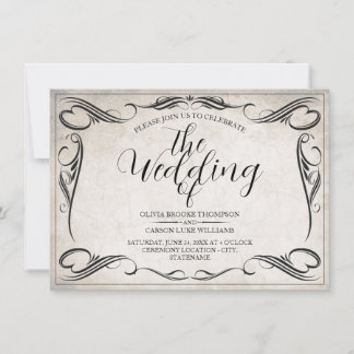 Vintage Black Art Deco Wedding Announcement