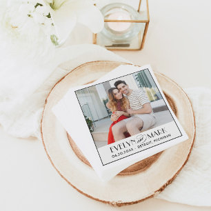 Vintage Black Art Deco Wedding Monogram Photo Napkins