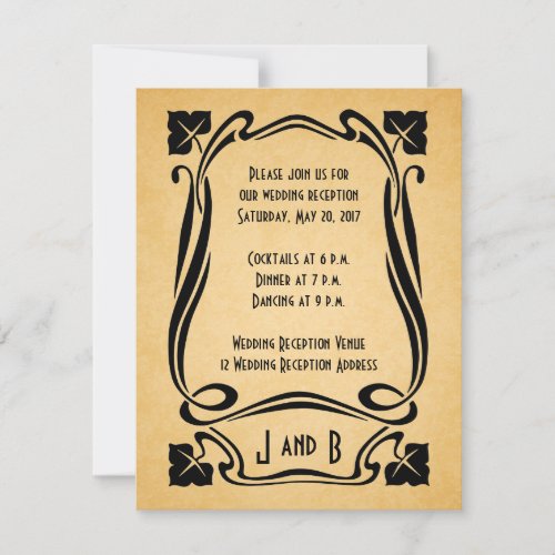 Vintage Black Art Deco Wedding Reception Cards