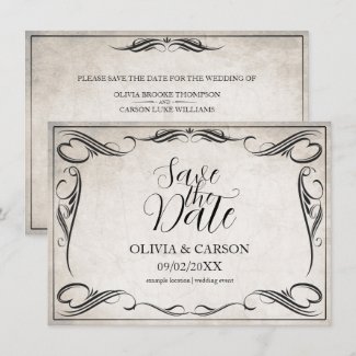 Vintage Black Art Deco Wedding Save the Date