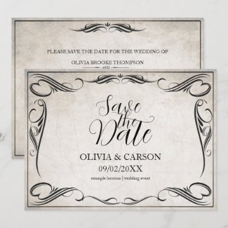 Vintage Black Art Deco Wedding Save the Date