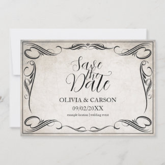 Vintage Black Art Deco Wedding Save the Date
