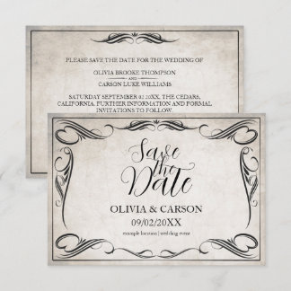 Vintage Black Art Deco Wedding Save the Date
