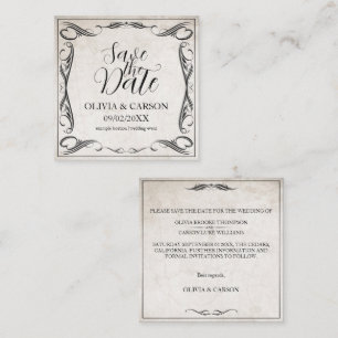 Vintage Black Art Deco Wedding Save the Date Note Card
