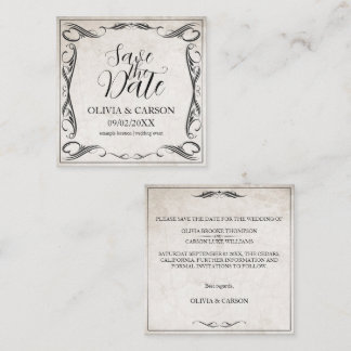Vintage Black Art Deco Wedding Save the Date Note Card