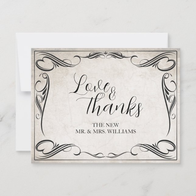 Vintage Black Art Deco Wedding ThankYou (Front)