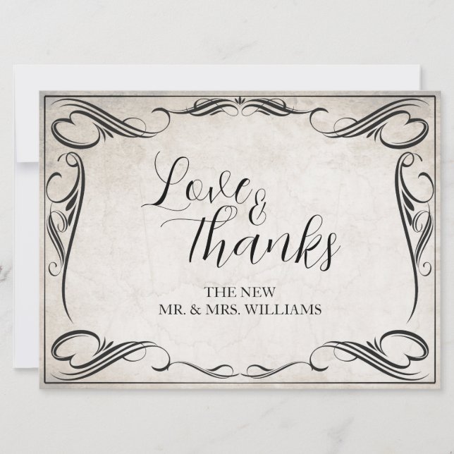 Vintage Black Art Deco Wedding ThankYou (Front)