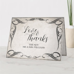 Vintage Black Art Deco Wedding ThankYou Card