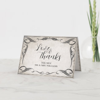 Vintage Black Art Deco Wedding ThankYou Card