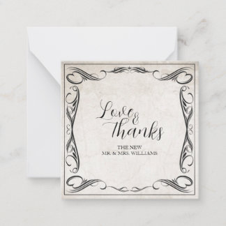 Vintage Black Art Deco Wedding ThankYou Note Card