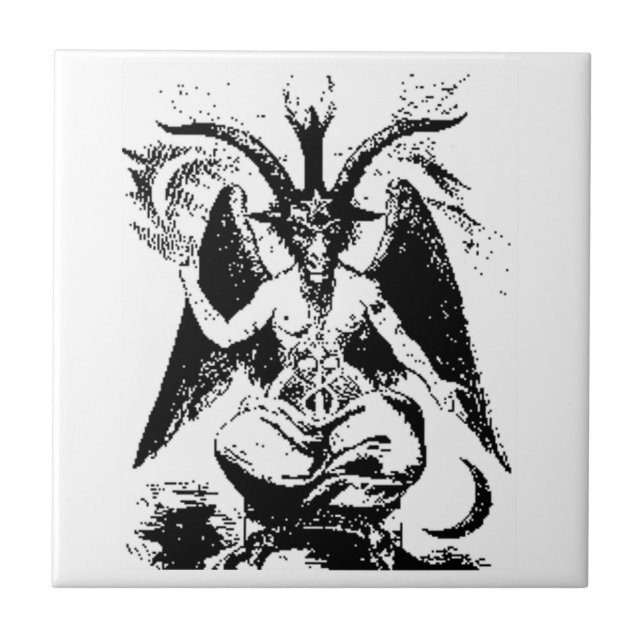Vintage Black Baphomet Ceramic Tile (Front)