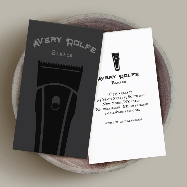 Vintage Black Barber Electric Hair Clippers Business Card (Creator Uploaded)